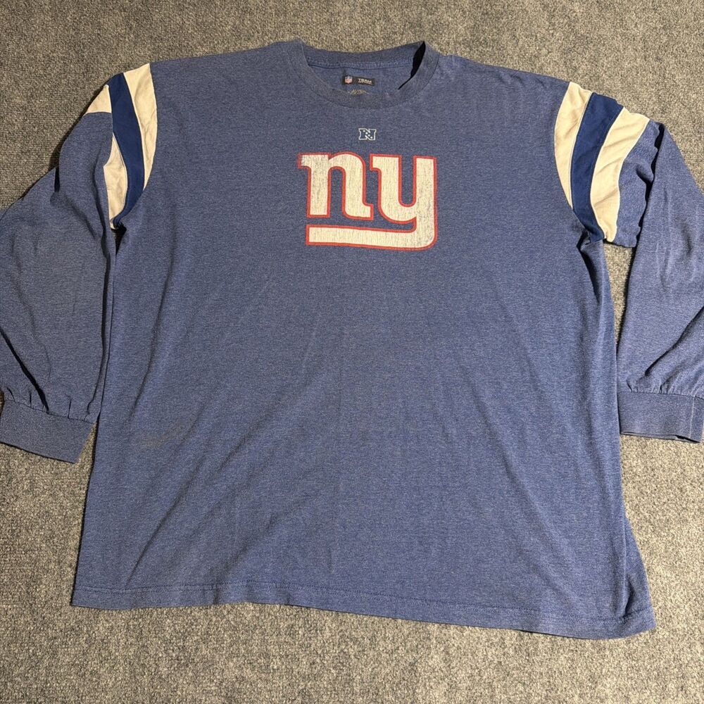 Vtg New York Giants NFL Shirt Mens 2XL Blue Long Sleeve NFL Team Apparel Y2K